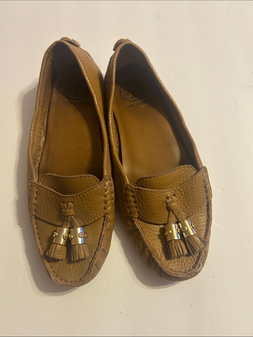 Tory Burch Tan Leather Tassel Loafers